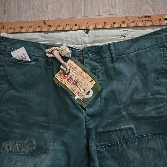 POLO Sportsman Military Green Distress 1967 Patchwork Cargo Jeans NWT - Picture 11 of 16